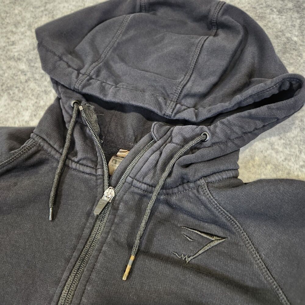 Gymshark Womens M Medium Black‎ Full Zip Scuba Hoodie Jacket Compression Gym - Picture 4 of 12